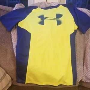 Boys xl under armour mesh back shirt blue yellow